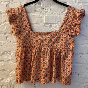 Vintage block print top XS/S